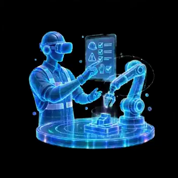 Capacitación VR en manufactura con brazo robótico holográfico