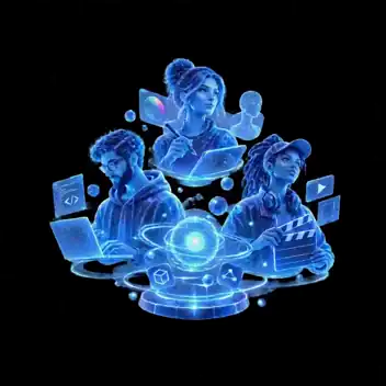 Equipo humano de Immersive VR Media representado en holograma colaborativo