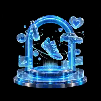 Portal holográfico de experiencias de marca inmersivas con productos flotantes