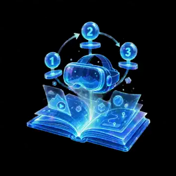 Guías de realidad virtual en libros holográficos flotantes