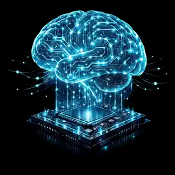 Cerebro de inteligencia artificial con circuitos de luz — IA inmersiva