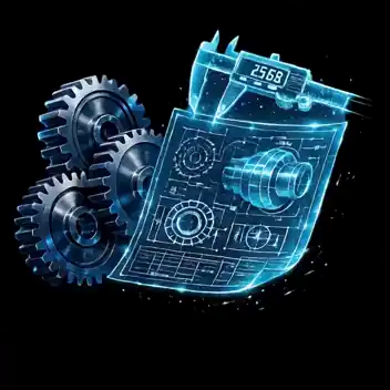 Engranajes y plano holográfico — gemelos digitales para ingeniería