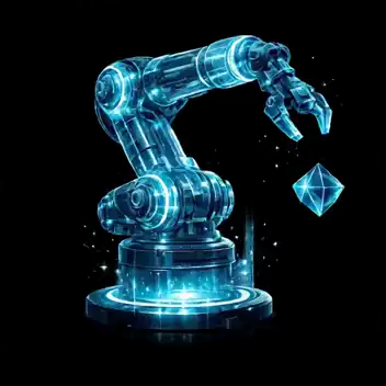 Brazo robótico industrial holográfico — simulador 3D de Realidad Virtual