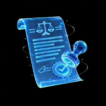 Documento legal holográfico de términos de servicio