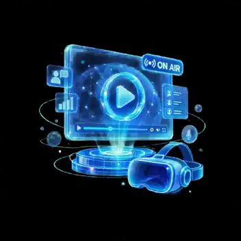Webinar de realidad virtual en pantalla holográfica flotante