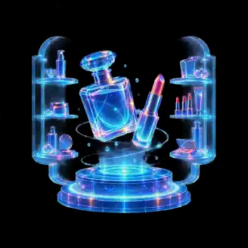 Showroom virtual holográfico de Yanbal con productos de belleza flotantes